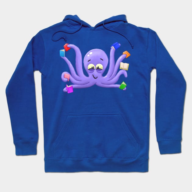 Octopus Loves Reading Books Hoodie by ErinKantBarnard